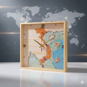 ĐỒNG HỒ GỖ BẢN ĐỒ VN